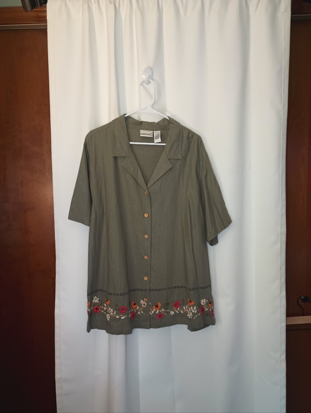 Fashion Bug Womens Cottagecore Embroidered Linen Button Up Top 22/24W Prairie 90